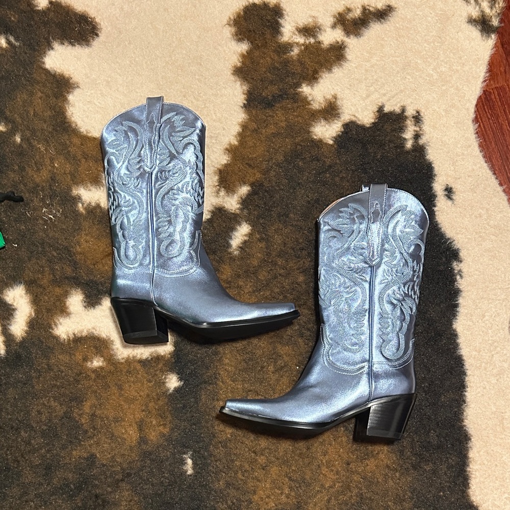 Jeffrey Campbell metallic Dagget Western Cowboy Boots